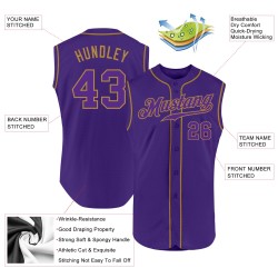 Custom Purple-Old Authentic Baseball Sleeveless Jersey Gold Purple