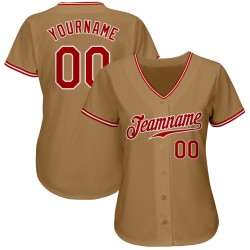 Gold Authentic Old Jersey Baseball Custom Red-White
