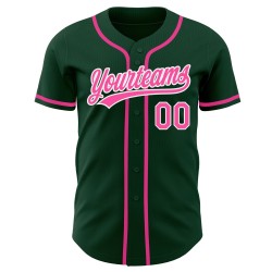 Custom Authentic Jersey Pink-White Baseball Green