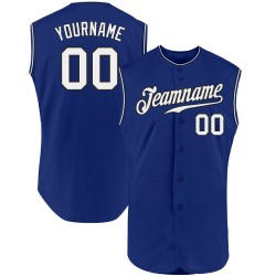 Sleeveless White-Black Jersey Custom Baseball Authentic Royal