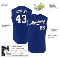 Sleeveless White-Black Jersey Custom Baseball Authentic Royal