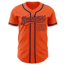 Custom Authentic Orange-Navy Baseball Jersey Orange