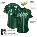 Custom Green White Pinstripe Kelly Green-White Authentic Baseball Jersey Custom Green White Pinstripe Kelly Green-White Authentic Baseball Jersey