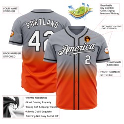 Fade Custom Jersey Orange-Black Gray Fashion White Baseball Authentic