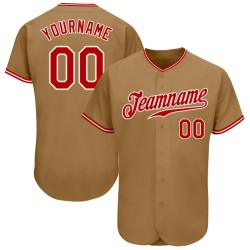 Gold Authentic Old Jersey Baseball Custom Red-White
